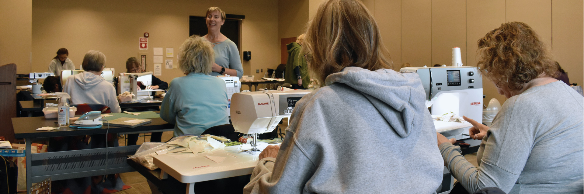 Members Sewing during Quilting Workshop with Chris Schulte